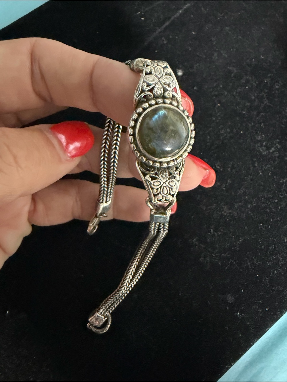 Bali Sterling silver Labradorite Floral Bracelet in Silver